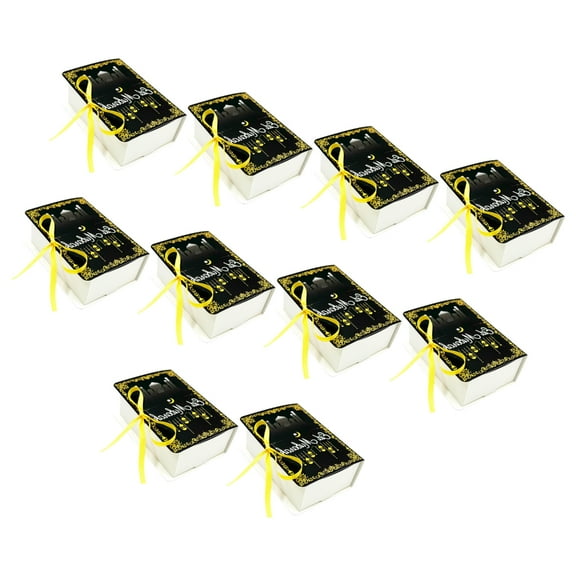 AOOOWER 10Pcs Eid Mubarak Packaging Boxes for Sweets and Chocolates Book Shape Gift Box