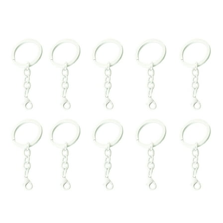 AOOOWER 10pcs Versatile Metal Key Rings with Chains for Keychain Jewelry Making Supplies
