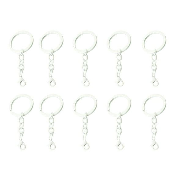 AOOOWER 10pcs Versatile Metal Key Rings with Chains for Keychain Jewelry Making Supplies