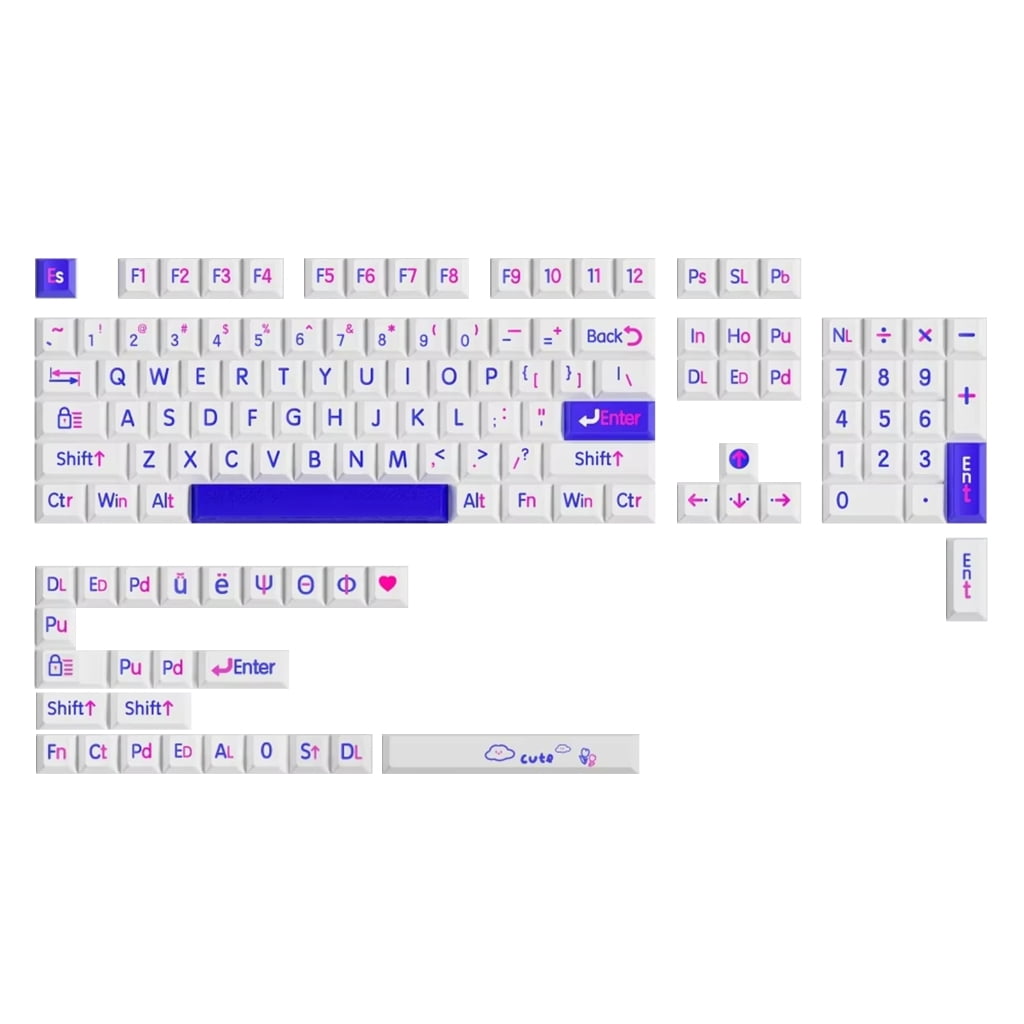 AOOOWER 125Keys Original Profile Kleins Blue Big Letter Keycap Dye Sublimations Keyboards