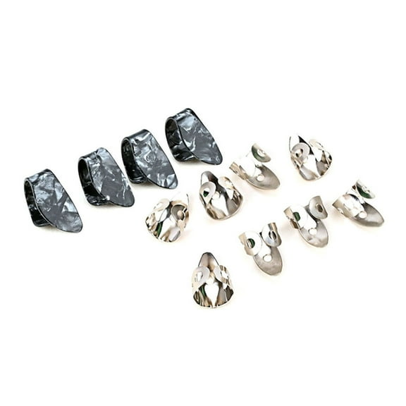 AOOOWER 12PCS Adjustable Finger Picks Thumb Picks Set for Acoustic Guitar Banjo Bass