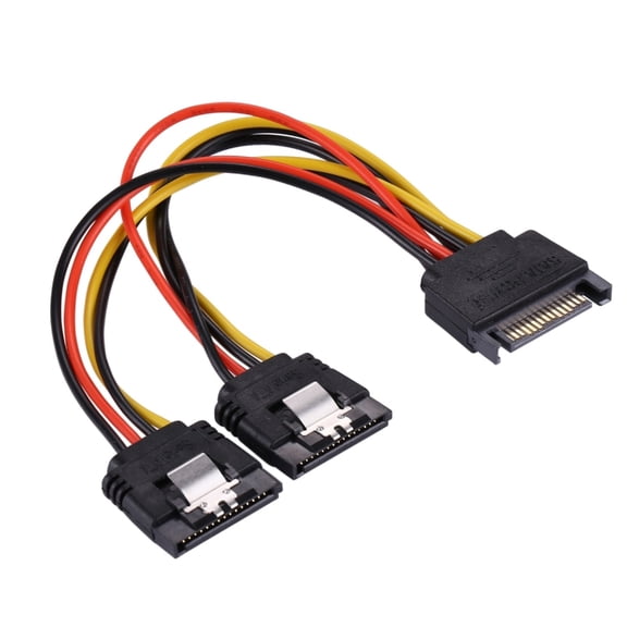 AOOOWER 15 Pin Male to Dual Female Sata Power Splitter Adapter Cable 18AWG Copper Serial ATA Hard Drive Extension Cable