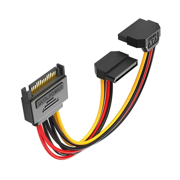 AOOOWER 15 Pin Male to Female One-to-Two Extension Cable Y-Cable Adapter to IDE Cable