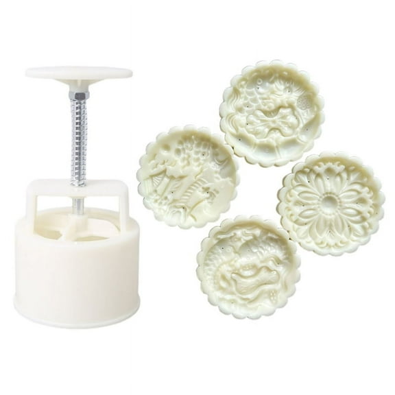 AOOOWER 150g/200g Mooncake Mold Pastry Moulds Mooncake Stamp Hand Pressure Tool Flower Shape Plastic Material Baking Accessories