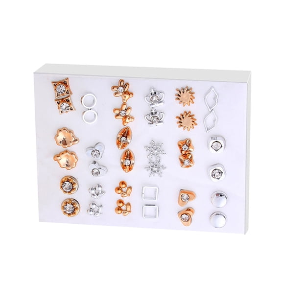 AOOOWER 18Pieces Versatile Gold Silver Enamel Pearls Ear Studs Earrings for Daily Wear