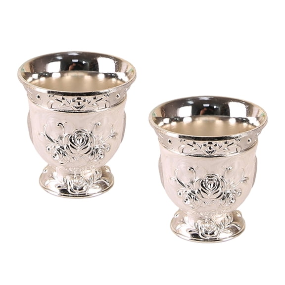AOOOWER 1Pair Antique Zincs Alloys Rose Goblets 30ml For Liqueur Tasting And Display