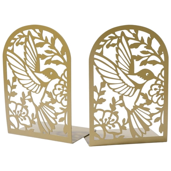 AOOOWER 1Pair Metal Book End For Shelves Hollowed Bird Flower Bookend Slip Resistant Book Stopper For School Office Library