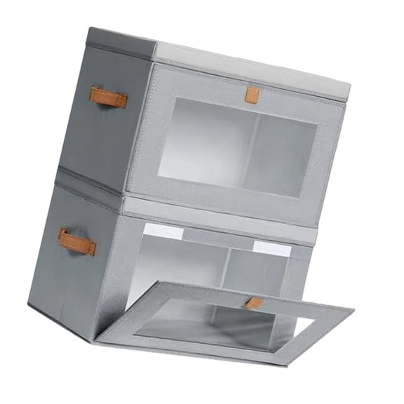 AOOOWER 2 Pack Practical Storage Bins With See Through Panel Strong Fabric Ideal For Closet Or Living Room