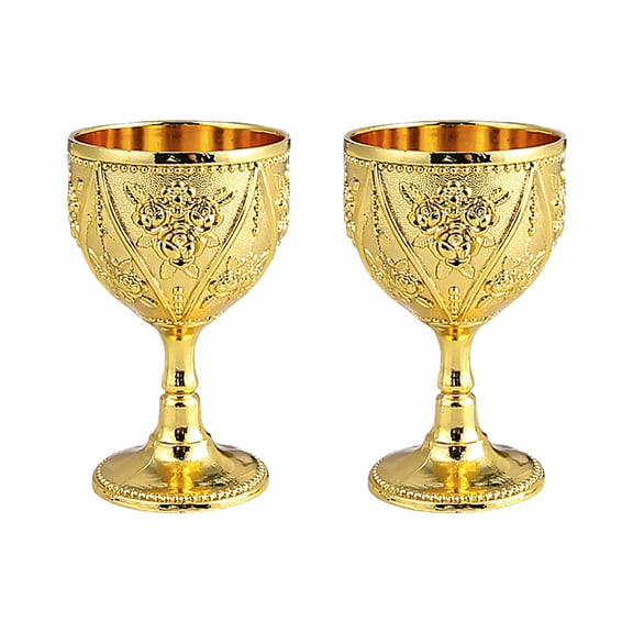 AOOOWER 2 Piece 30ml Metal Shot Glasses Rose Flower Embossed Chalice Goblet Drinking Cup