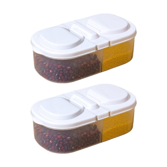 AOOOWER 2 Section Portable Snacks Container With Clear Lid For Outdoor And Daily Use