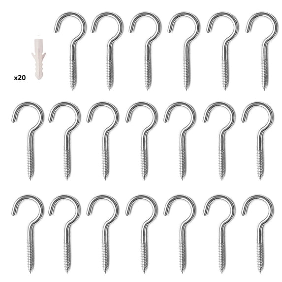 AOOOWER 20 Pcs Ceiling Screw Hooks M3/M4/M5 Screw-in Hanger Stainless Steel Eye Screws