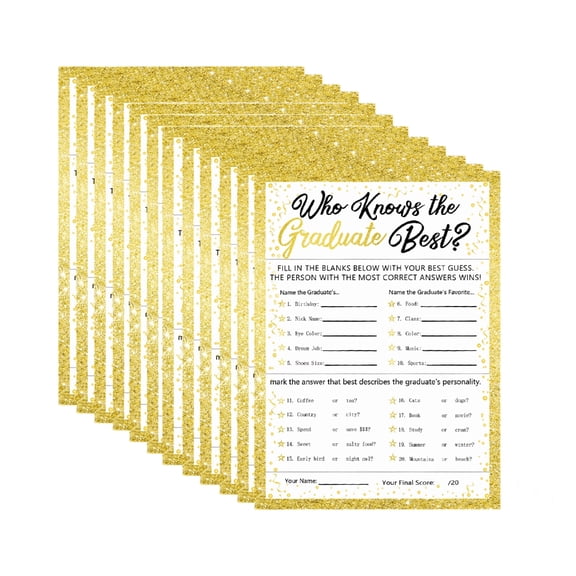 AOOOWER 24PCS Graduation Party Who Knows Graduate Best Game Cards Set For Students And Teachers Grad Celebration Supplies