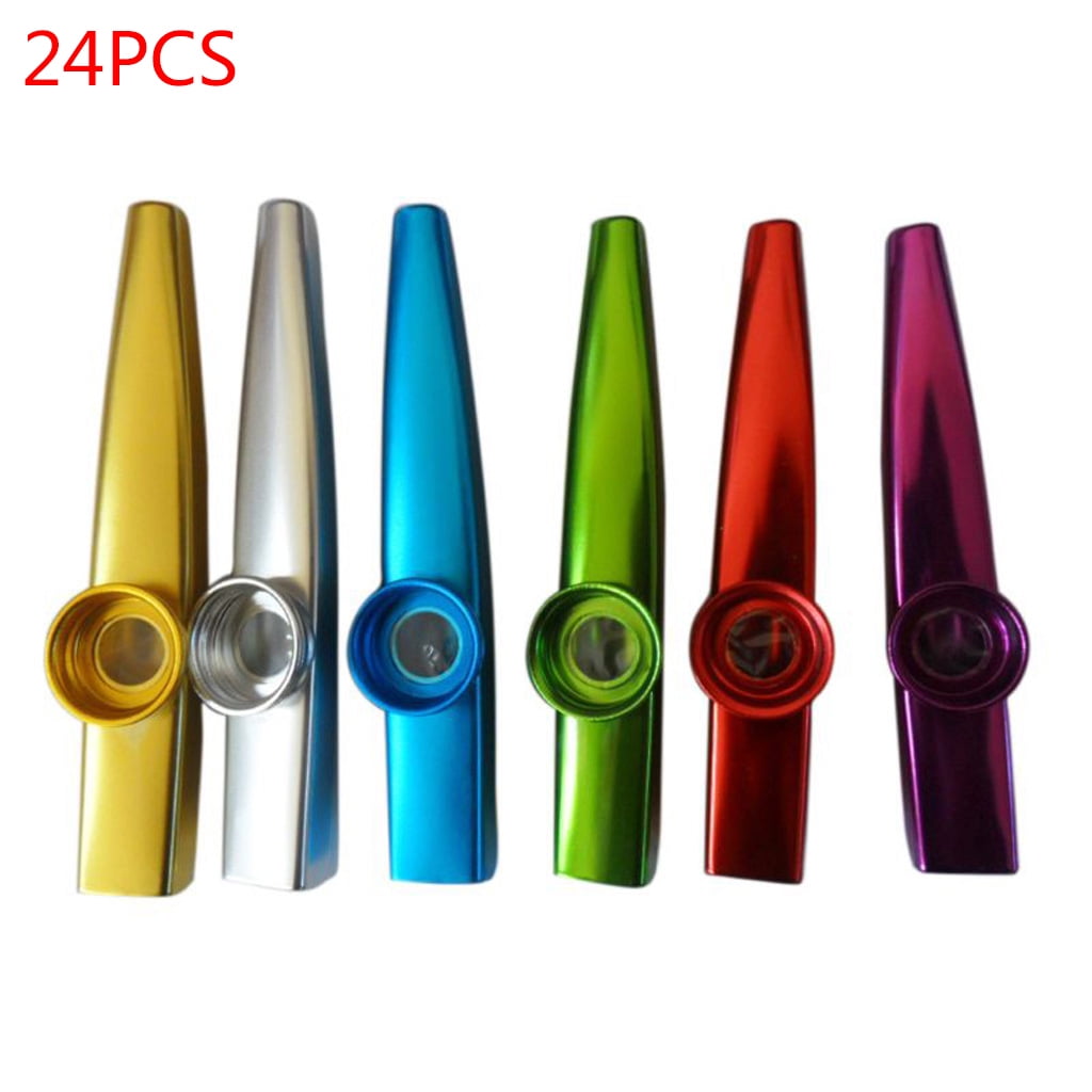 AOOOWER 24Pcs Colorful Metal Kazoos Musical Instruments for Gift, Prize and Party Favors