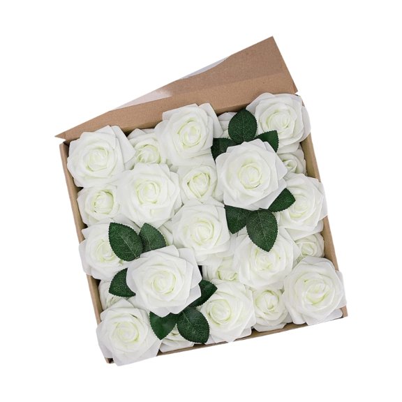 AOOOWER 25Pcs Foam Roses 8cm Blooms 18cm Stems Set for Wedding Decoration Projects
