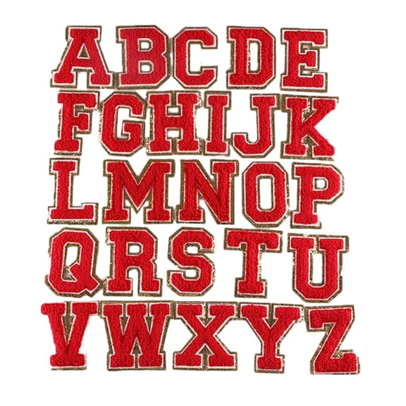 AOOOWER 26Pcs Letter Sew on Patches Embroidered Letter Sew On Yarn Patches Applique for Kids Clothing Jackets Jeans Bags