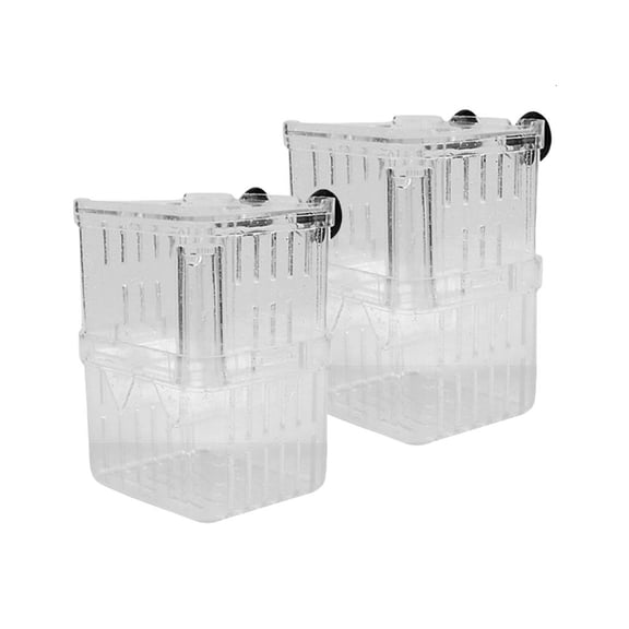 AOOOWER 2PCS Protective Double Layer Fish Hatchery Tanks Clear Breeding Container Box For Home Office Aquarium Use