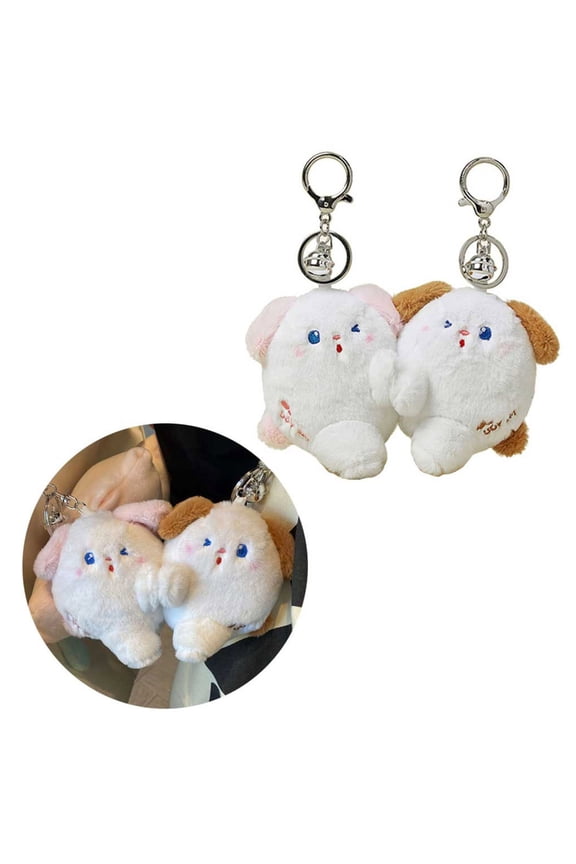 2Pcs Funny Doll Pendant Keychain Plush Keys Holder for Car Bag Backpack Decor