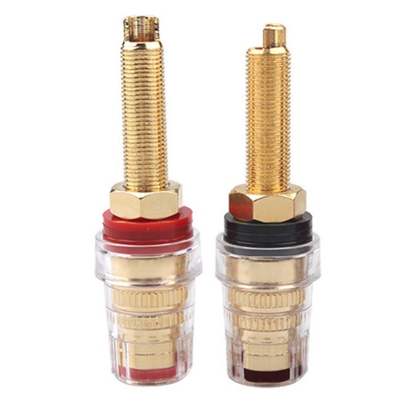 AOOOWER 2Pcs High Density Shielded Copper Binding Posts Banana Socket Connector Plugs
