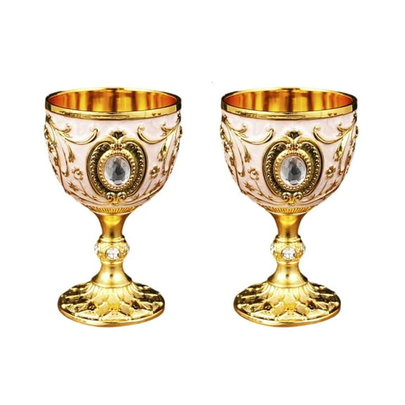 AOOOWER 2Pcs Metal Wine Cup Goblet 30ml Decorative Drink Cup Vintage Medieval Goblet Drinking Glass Home Drinkware Enduring