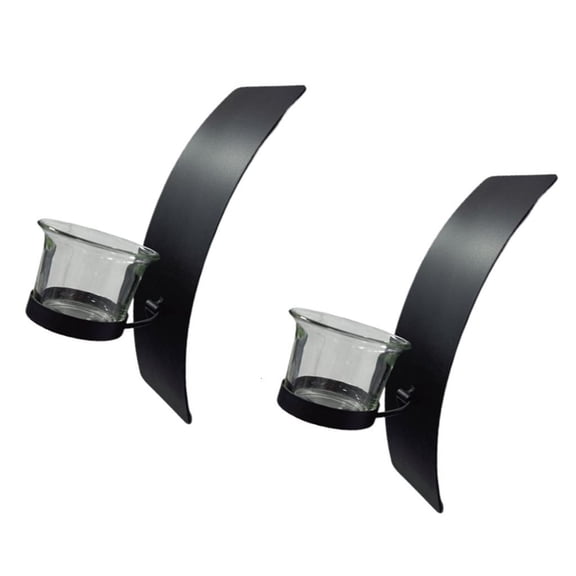 AOOOWER 2Pcs Minimalists Curved Wall Holders with Glass Cup Iron Sconces for Contemporary Living Space Decoration