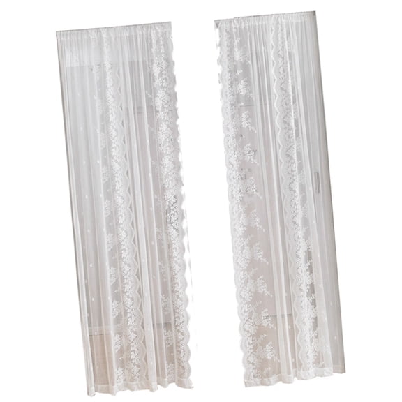 AOOOWER 2Pieces Breathable Lace Door Panels Easy Mount Stretch Rod for Various Room
