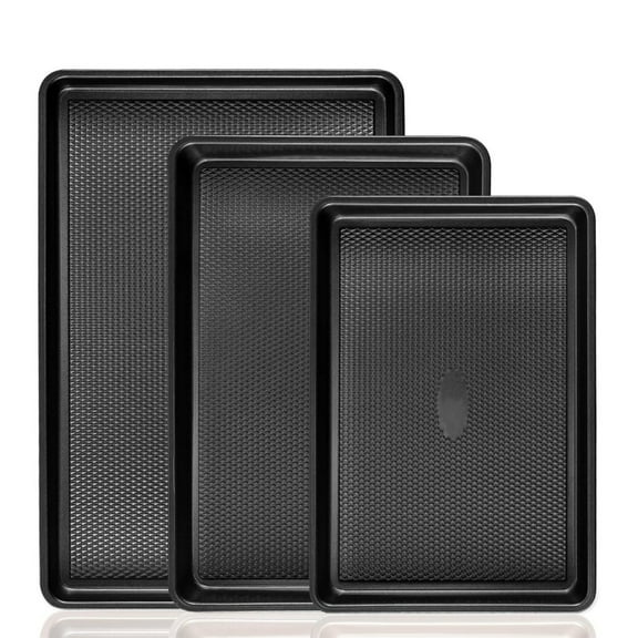 AOOOWER 3-PackCarbon Steel Baking Sheets Set for Oven, Perfect for Baking Bread, Cakes & Roasting for Home Kitchen