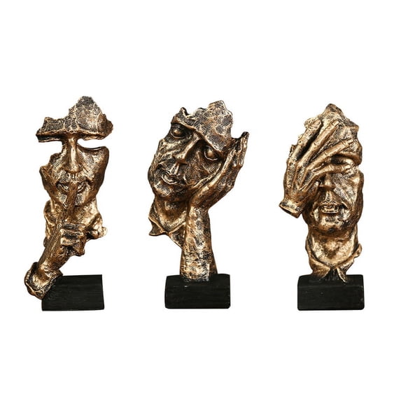 AOOOWER 3 Pcs Statue Abstract Resin Desktop Ornaments Sculpture Miniature Figurines Face Character Nordic Art Crafts Office Home Decoration Accessories