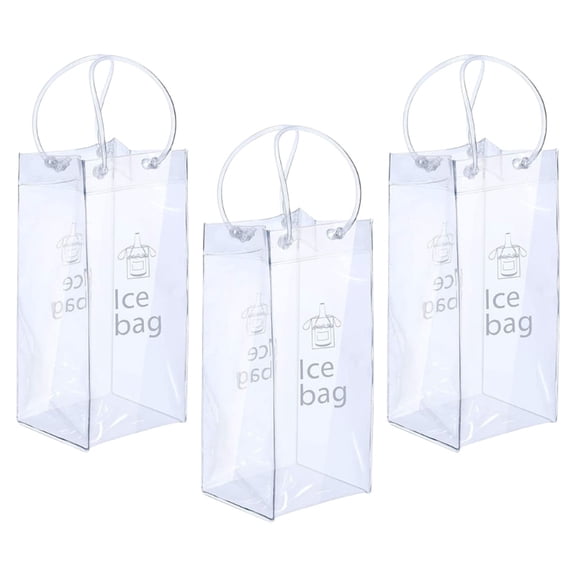 AOOOWER 3 Reusable PVC Wine Chiller Bags Clear And Waterproof Ice Pouches For Outdoor Use