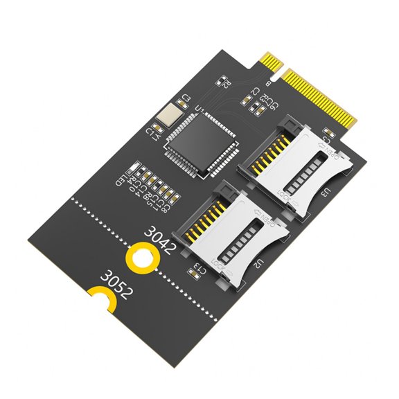 AOOOWER 3042/3052 M.2 B Key USB Bus to Double Memory Card Flash Reader Adapter Risers Card M.2 NGFF Key B WWAN Slot for Laptop