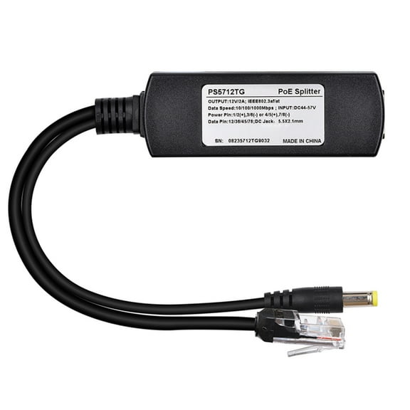AOOOWER 30W Gigabit POE Splitter DC5.5x2.1mm Power Adapter for Efficient Power Distribution in Office Networking Device