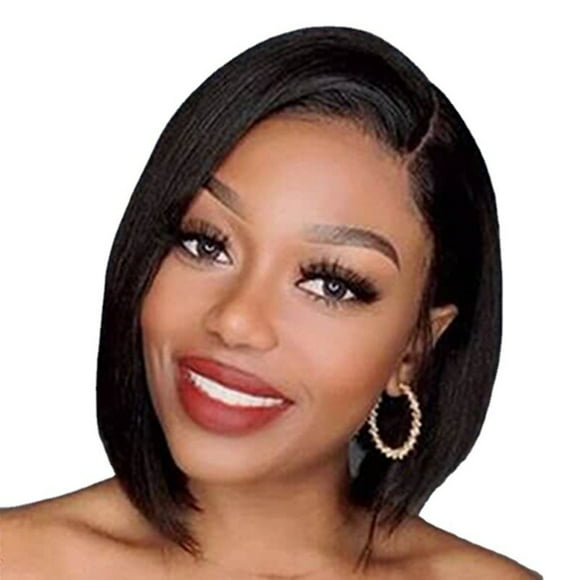 AOOOWER 35cm Strong Bob Cut Wigs Synthetic Fibre Natural Lookings Side Parting Hairpiece