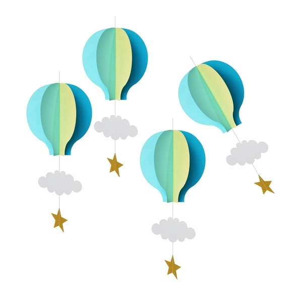 AOOOWER 3D Air Balloon Paper Ornament Hanging Decoration for Birthday Theme Party Wedding Ceiling Hanging Decors Indoor Outdoor