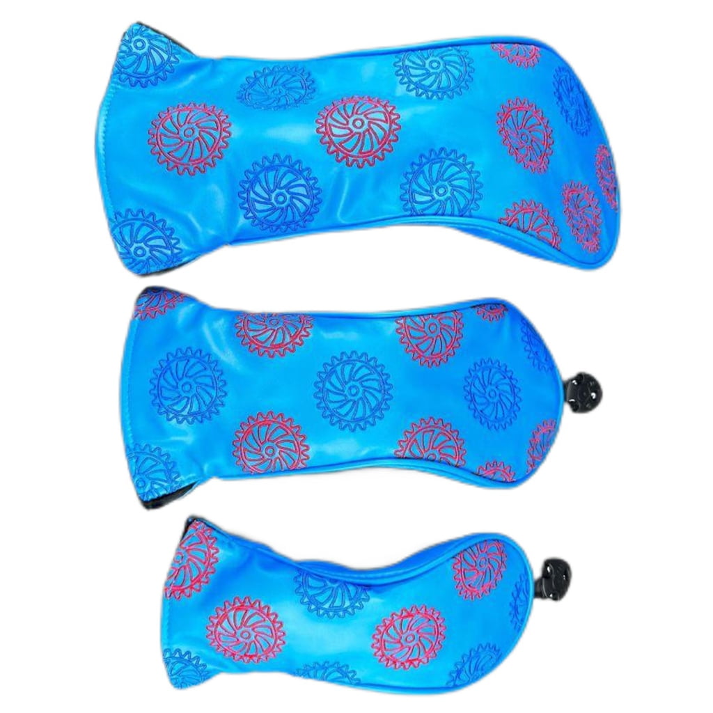 AOOOWER 3Pcs Gear Pattern Driver Headcover PU Golfs Club Head Cover for Drivers and Wood
