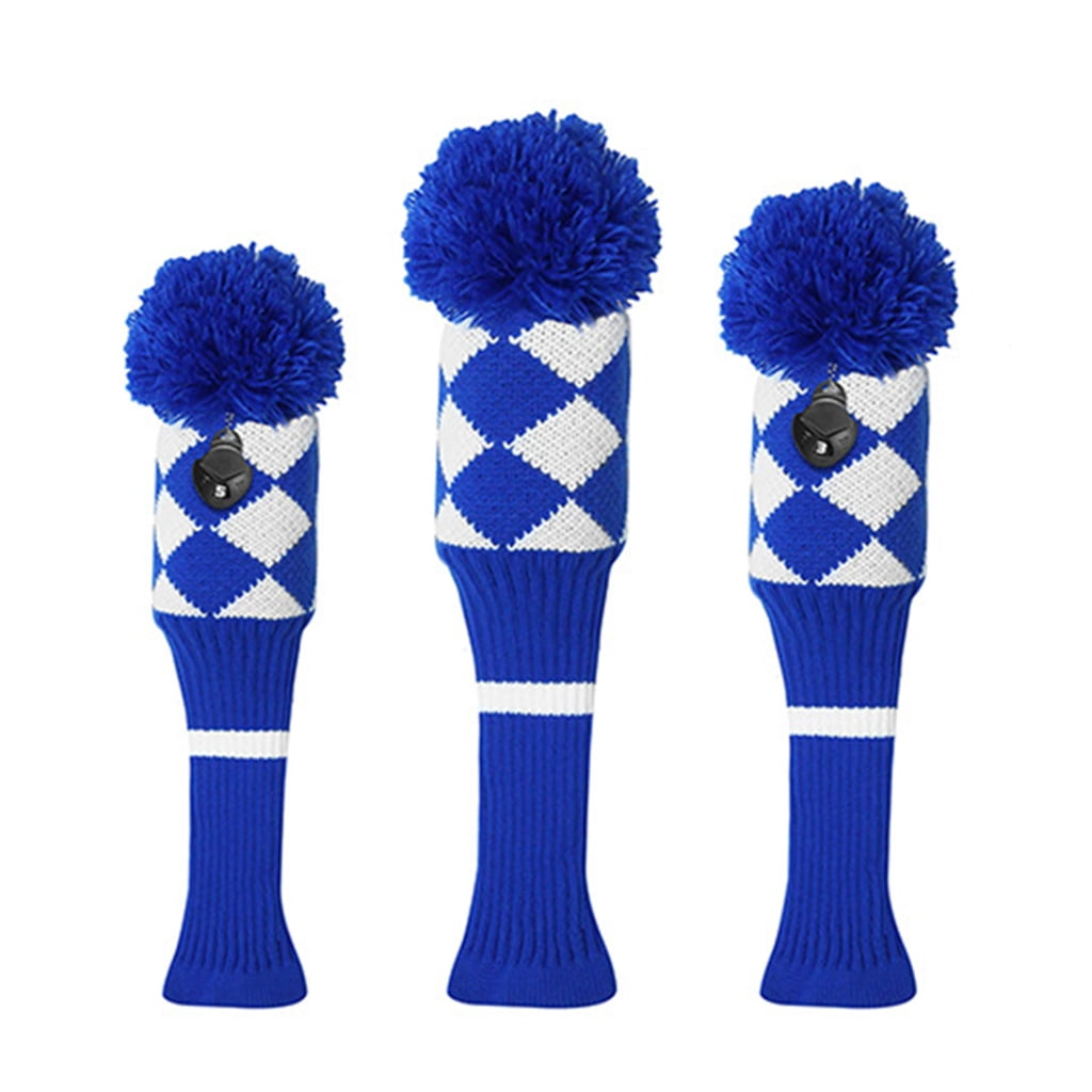 AOOOWER 3Pcs Knitted Golfing Club Head Covers Golfing Wood Headcover Driver Headcover