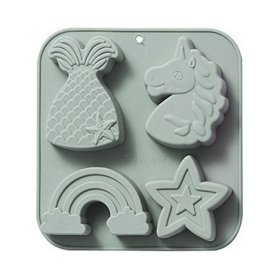 AOOOWER 4 Cavity DIY Unicorns Baking Mold Birthday Cookie Tools Cake Decorating Tools