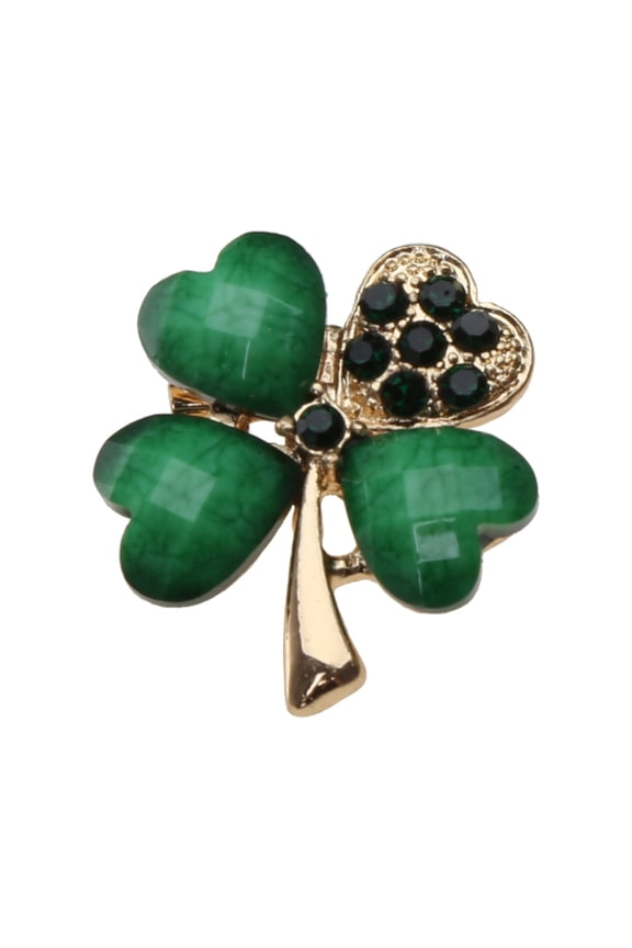 4 Pcs Four Leaf Clover Brooch Rhinestones Lapel Pin Button Fashion Decorations