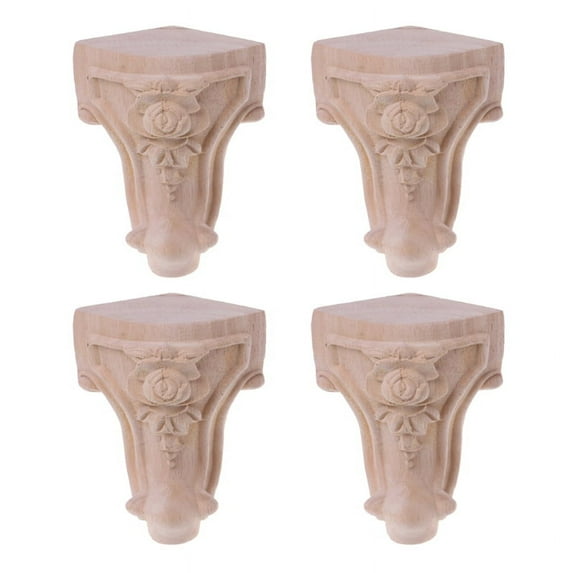 AOOOWER 4 Pcs Wooden Carved Furniture Legs Replacement Right Angle Support Table Feet