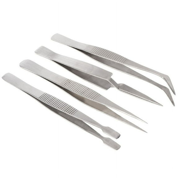 AOOOWER 4 Pcs/set Precision Stainless Steel Tweezers Set For Beauty Nail Art Handmade Jewelry Making Crafts Picking Tools