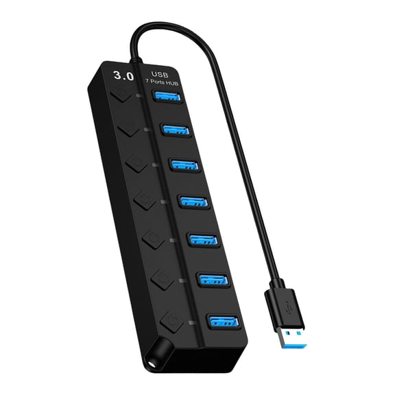 AOOOWER 4 Port/7 Port USB Data Hub Splitter USB 3.0 Hub 5Gbps Multi USB Splitter Hub 23cm Cable USB Adapter Multiple Expander
