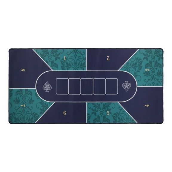 AOOOWER 40x20 In Professional Poker Mat, 6 Player Portable Rubber Texas Hold'em Poker Table Top Layout to for Play Card Poker Ga