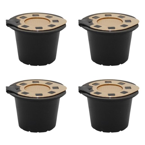 AOOOWER 4pcs Reusable Refillable Coffee Pods with Stainless Steel Lid Practical Coffee Brewing Tool for Espresso Machine