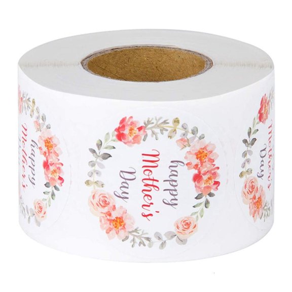 AOOOWER 500Pcs Decorative Sticker for Mother's Day with Sweet Floral Design Adhesive Labels for Wrapping and Craft Projects
