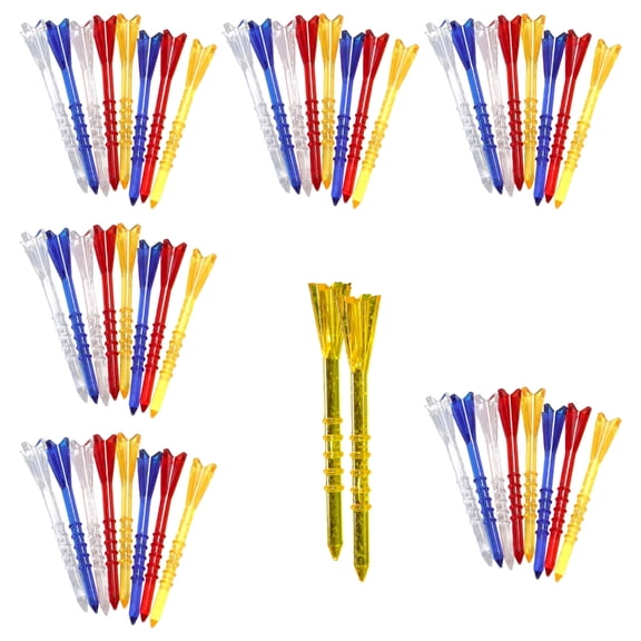 AOOOWER 50Pcs 5 Prongs Head Clear Plastic Tees Unbreakable Long Golfs Tees Replacement Training Practice Tees Golfs Accessories