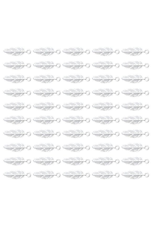 50pcs Metal Charm Feathered Pendants For Craft Project Making Use Handmade Jewelry And Ethnic Costume Crafting Supply