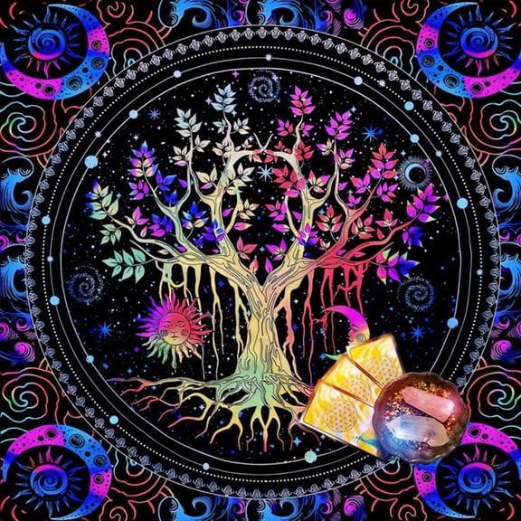 AOOOWER 50x50/60x60/75x75cm Tarot Tablecloth Mat Divinations Board Game Oracles Card Pad