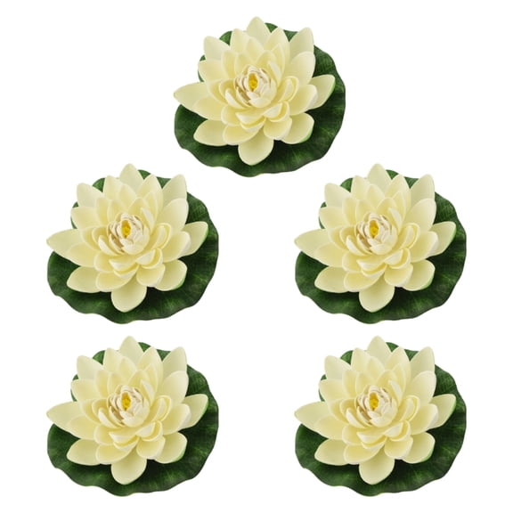 AOOOWER 5Pcs Artificial Floating Foam Flower Realistic Water Lilies Plant for Pond Pool
