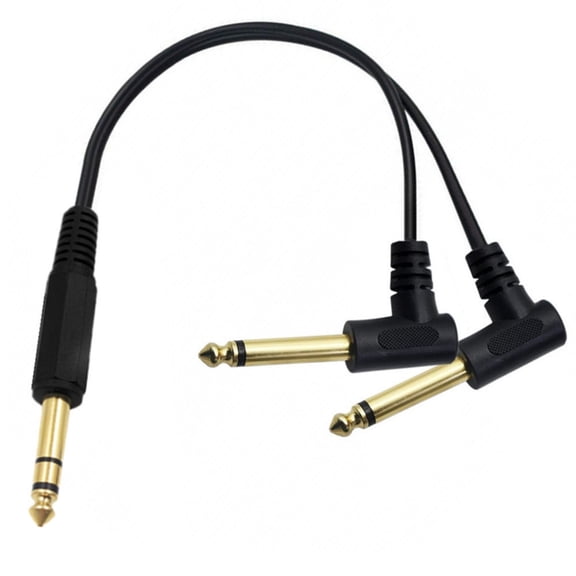 AOOOWER 6.35mm TRS Stereo To 2Mono Male Audios Cable 90°Angled Y Splitter Wire Strong Gold Covered Ends Improved Sound Quality