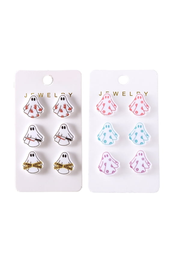 6 Pairs Gothic Style Acrylic Studs Earrings Colorful Flower Specter Earrings Suitable for Daily Wear and Event