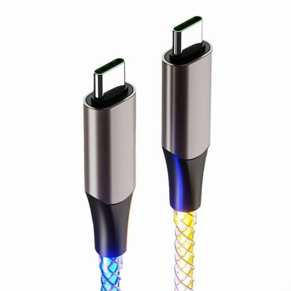 AOOOWER 60W Glowing USB C to Type C Charging Cable With Gradients LED Lights Aluminum Shell Fast Charging for Type C Devices