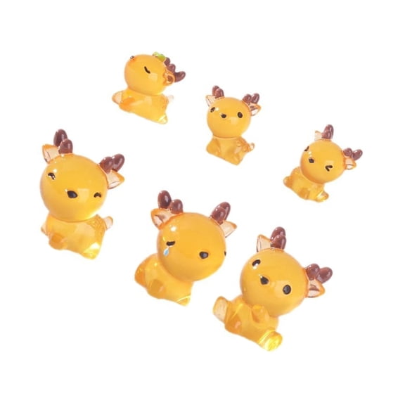 AOOOWER 6Pcs Resins Glowing In Dark Deer Mini Sculpture Cute Tabletop Decoration
